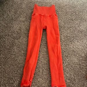 Free people movement bright orange ribbed leggings